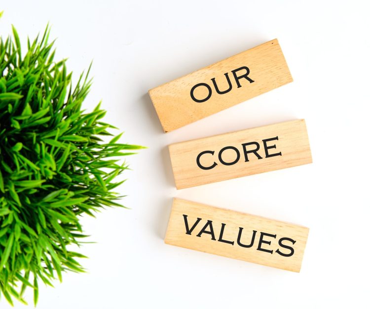 Concept,Words,Our,Core,Values,Symbol,On,Wooden,Blocks,On